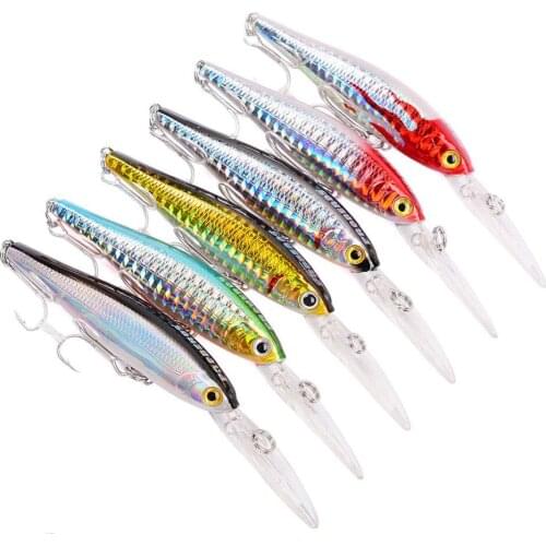 5PCS Fishing Minnow Fish Bass lure hook baits 11.5m/9.5g