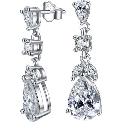 S925 Sterling Silver Tassel Earrings Fashion Pear Cut High Quality Zircon Ladies Wedding Jewelry Holiday Gifts