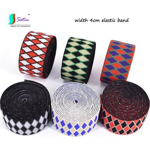 Grid Style Red White Rice Color Blue Stripe Pants Clothes Sew decorate Width 40mm Diamond Shape Elastic Band A0570L