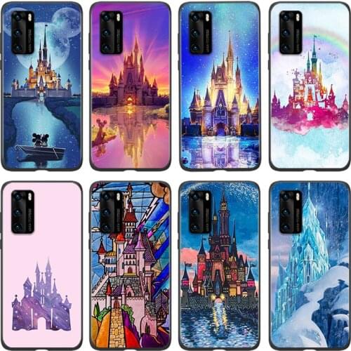 Silicone Cover Disney Castle For Huawei P 50 P40 P30 P20 P10 P9 P8 Pro Plus Lite E mini 2017 2019 Phone Case