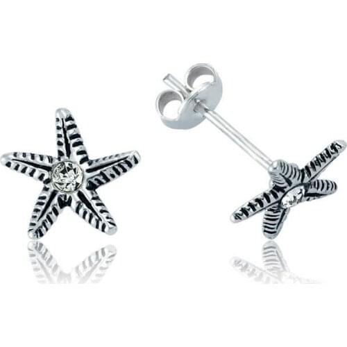 Silverlina Silver Sea Star Studded Earrings