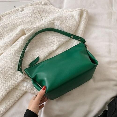 Solid Color Pu Leather Shoulder Bags for Women 2021 Travel Quality Underarm Bag Luxury Brand Designer Handbag Casual Tote
