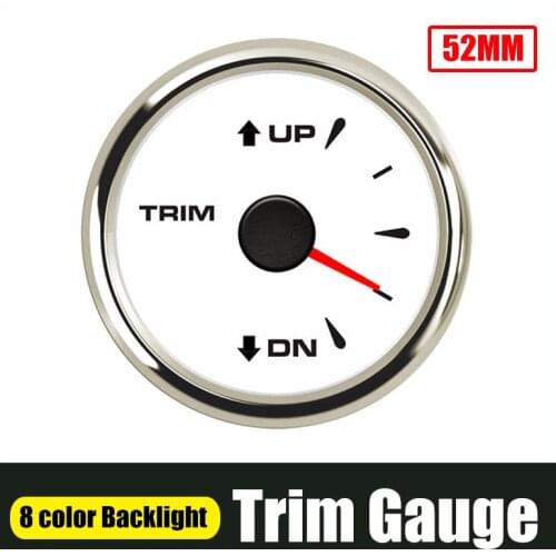 52mm 2'' Trim Gauge with Backlights For Inboard Outboard Engine UP-DN Electric Marine Trim Level Gauge 0-190 ohm