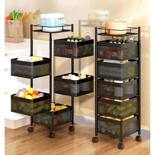 360 degree rotating basket storage rack kitchen floor multi-layer household multi-functional fruit and vegetable storage rack