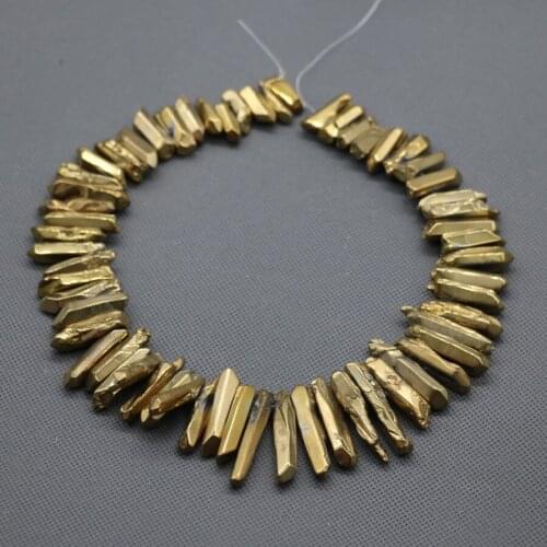 Wholsesale Titanium Gold Crystal Quartz Top Drilled Polished Point Pendants,Rock Quartz Crystal Women Fine Jewelry Making Beads