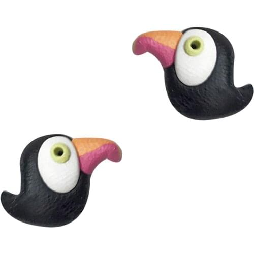 100% Handmade Polymer Clay Cute Toucan Bird Stud Earrings For Girls Kids Fashion Jewelry Women Cartoon Animal Earrings Gift