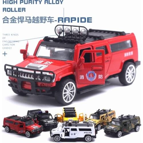 1:32 high simulation Hummer alloy car off-road vehicle fire vehicle SWAT police car model for children gifts