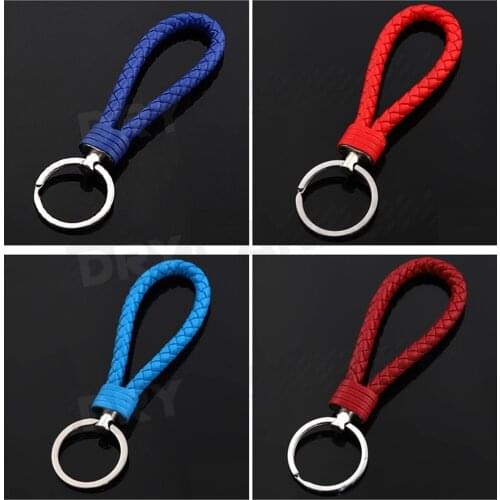 1PC New Unisex Braided Leather Rope Handmade Waven Keychain Leather Key Chain Ring Holder for Car Keyrings Men Women KeyChains