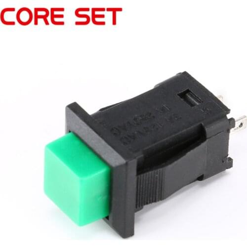 10Pcs/Set DS-429 Self-locking Round Switch Button 1A/250VAC Light Switch DIY Touch Switch green