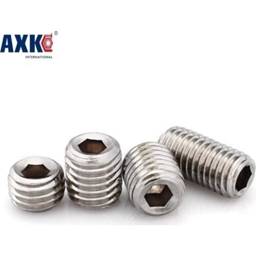100pcs Din913 M2.5 X 3 Mm 304 Stainless Steel Metric Thread Grub Screws Flat Point Hexagon Socket Set Headless M2.5x3