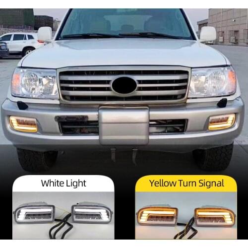 2PCS LED Fog Lights for TOYOTA LAND CRUISER 100 LC100 1998-2008 DRL Turn signal Driving Lamp fog light UZJ100 FZJ100
