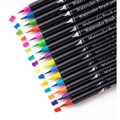 24/48pcs Water-soluble Soft Brush Watercolor Pen Student Art Supplies Hook Line Pen Hand-painted Brush Marker Stationery Set