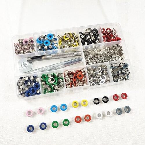 300sets 5MM Colorful Metal Eyelets Grommets Buckle DIY Material for Belts Clothing Leather Shoelaces Eye Install Hole Punch Tool