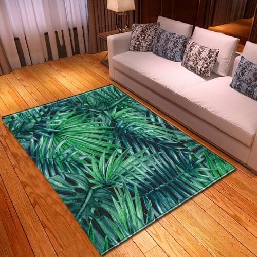 3D Palm Leaves Living Room Area Rug Soft Anti-slip Bedroom Bedside Mat Balcony Rug Rainforest Style Home Decor Parlor Carpet