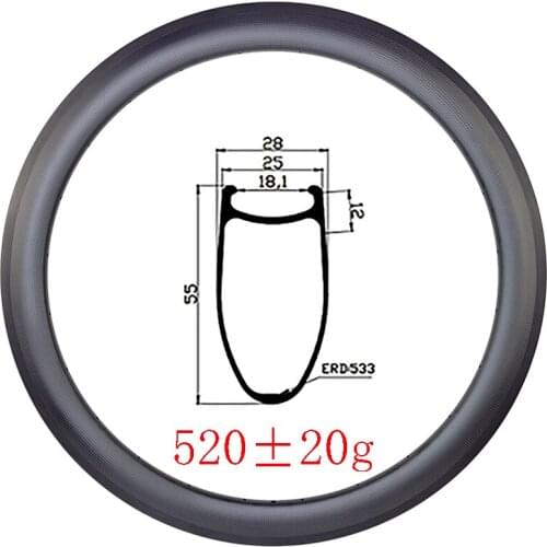520g 700C 55mmx25mm Clincher basalt brake carbon rim UD 3K 12K matte glossy gravel 18H 20H 24H 28H 32H road racing bicycle wheel