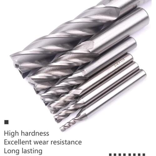 6Pcs HSS Solid Carbide Coated 4 Flutes Milling Cutter Set 1/2" to 1/8" CNC Router Bit Straight End Mill For Metal