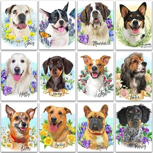 Diamond Painting Bulldog cute Cartoon Animals Cat Poodle Teddy Dog Puppy Gift Full Square&Round embroidery mosaic Cross stitch