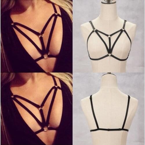 JLX.HARNESS Harajuku Cage Bra 90s Erotic Bondage Lingerie Fetish Wear Body Harness Pole Dance Wear Sexy Wedding Garters O0395
