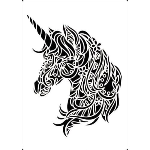 CraftArtGo DIY unicorn Stencils Painting Scrapbook Coloring Cake decorating sugar powder sieve printing mold printing table