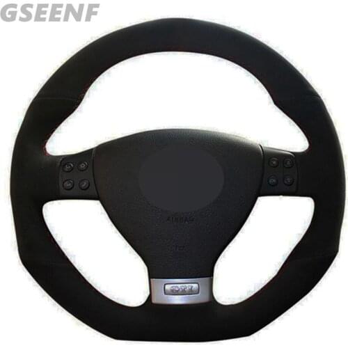 Car Steering Wheel Cover For Volkswagen R32 Passat R GT 2005 Golf 5 Mk5 GTI VW Golf 5 Black Hand-stitched Comfortable Suede