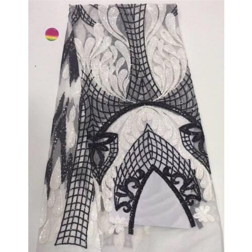 French sequins lace fabric 5 yards JRB-7.0105 for women luxury sequins lace fabric new design