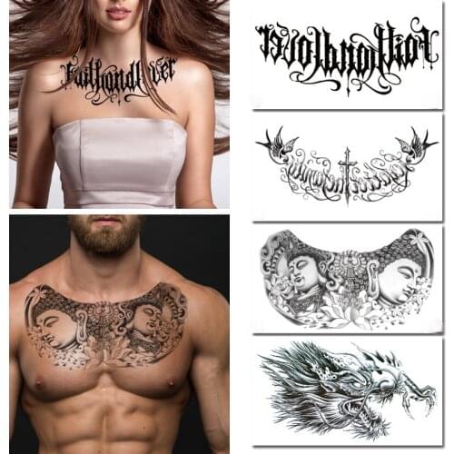 Dragon Head Buddha Letter Chest Sticker Picture Domineering Tattoo Sticker Waterproof Environmental Protection Semi-permanent