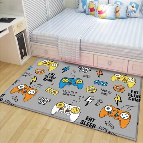 Gamer Controller Area Rugs Flannel Non-Slip Floor Mat Doormats Home Runner Rug Carpet for Bedroom Indoor Outdoor Kids Play Mat