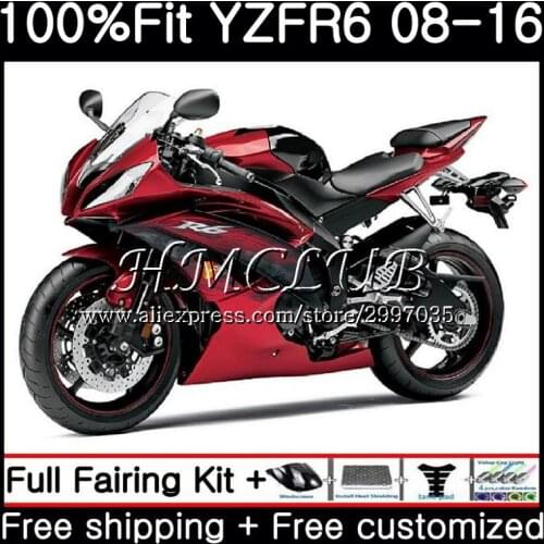 Injection For YAMAHA Glossy red YZF R 6 R6 2008 2009 2010 2011 2012 17HC.2 YZF 600 YZF-R6 YZF600 YZFR6 08 09 10 11 12 Fairing