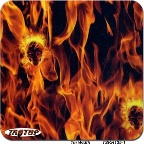 ITAATOP 1M*10M TSKH135-1 Skull Yellow Flame Design PVA Hydro Graphics Films Water Transfer Printing Film