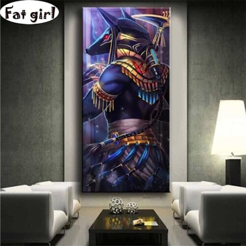 Square round diamond painting Egyptian God Anubis mosaic embroidery pattern of rhinestones 5d diy handwork crafts home Ornaments