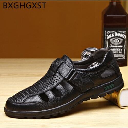 Summer Sandals Men Dress Shoes Mens Sandals Genuine Leather Fashion Brown Dress Casual Shoes Men 2020 Designer Sandals Ayakkabi