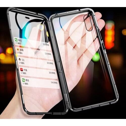 Matel magnetic flip case for samsung galaxy A21s 2020 A 21s shockproof double-side tempered glass coque for Samsung A21S A21 S