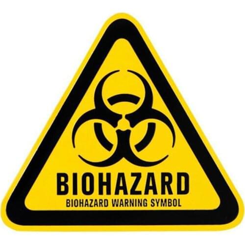 Cartoon Triangle Aluminum BIOHAZARD WARNING SYMBOL Car Sticker Retro-reflective Decals Automobile Motorcycles Decal,12CM*10CM
