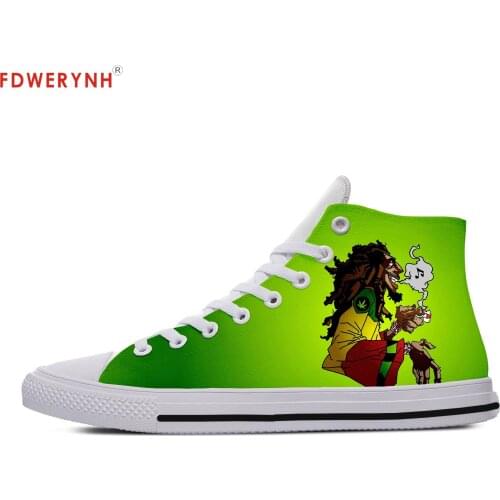 Man Casual Shoes Bob Marley Diy Individualization Canvas Men Leisure Comfortable Breathable Walking Shoes Of White
