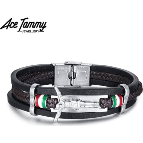 Titanium Steel Jesus Cross Accessory Leather Bracelet Black and Brown Mens Bracelet