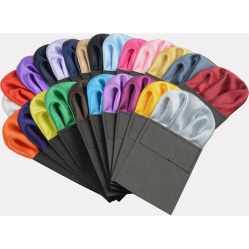 Men Solid Color Satin Pre Folded Hanky Pocket Square Wedding Party Handkerchief BWTYY0070