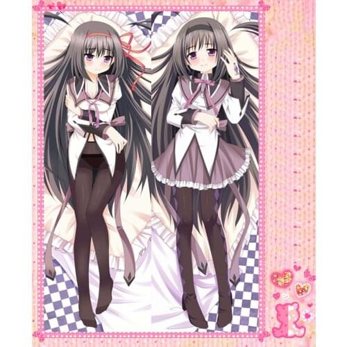 Anime Cartoon Puella Magi Madoka Magica akemi homura Double Bolster Hugging Pillow Case Pillow Cover Pillowcase Peach No.8124
