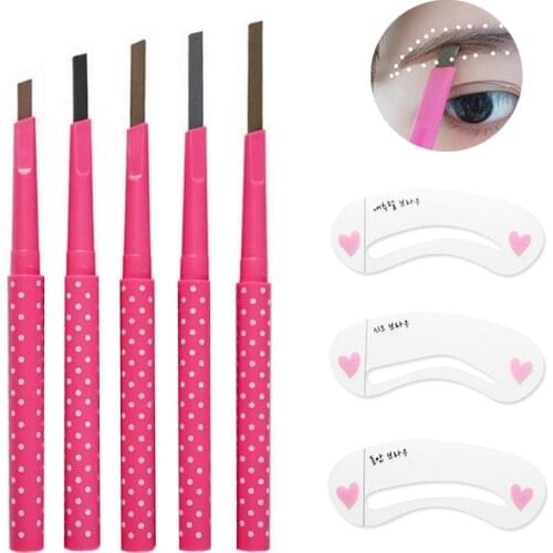 New Waterproof Eyebrow Pencil With Eye Brow Card Tool Lady Rotating Eyebrow Pencil 3Eyebrow Shaping DIY Eyebrow Pen Makeup Set