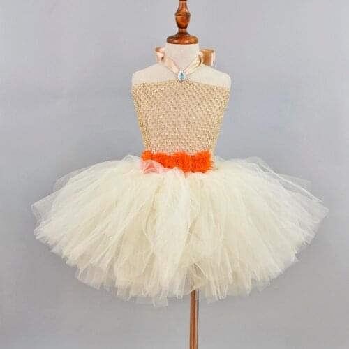 Princess Moana Tutu Dress Costume Ivory Baby Girls Birthday Party Dress up Kids Halloween Costumes Photo Props 0-12Y