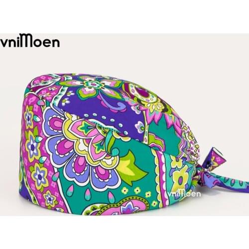 Vnimoen Abstract flower fans Pet shop Scrub Cap Adjustable Nursing Hats gorro enfermera Beauty Salon dust cap gorros quirurgico