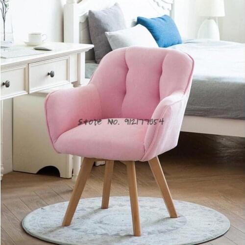 Nordic home swivel sofa chair leisure and comfortable sedentary computer chair single fabric solid wood simple study swivel chai