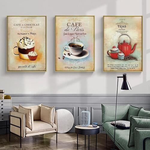 Nordic Poster Vintage Modern Minimalist Coffee Dessert Canvas painting Abstract Home Decoration Kitchen Wall Pictures No Frame
