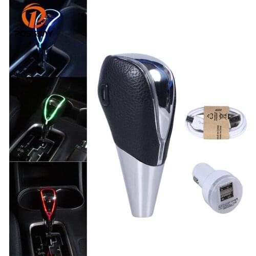 POSSBAY LED Touch Activated Gear Shift Knob White/Red/Blue/Multi-color LED Car Gear Knob Manual Transmission Shift Lever Knobs