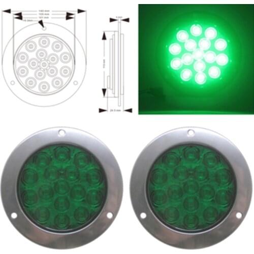 2PCS 24V LED Taillight Trailer Lamp 16LED Round Reverse Brake Turn Signal Rear Tail Light Trailer LED Headlights For Trucks