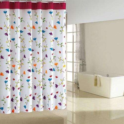 Waterproof Shower Curtain Mildew Proof Bath Curtain With Hooks White Floral Bath Curtains Home Decoration Bathroom Products