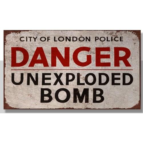 Danger Unexploded Bomb London Police VINTAGE ADVERT METAL POSTER TIN SIGN