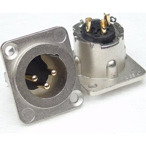 High quailty 20pcs / lot NC3MD-LX XLR Cannon da pannello / Chassis M XLR connector with 3pin gold