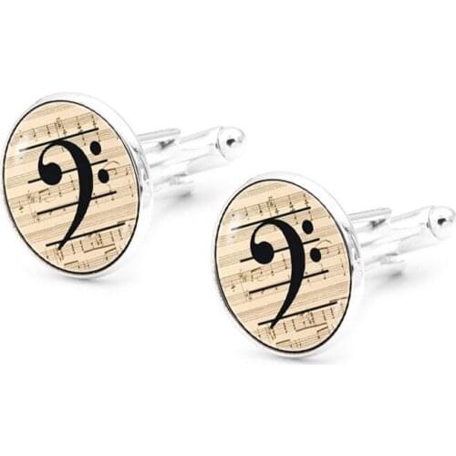 XK-5HXK0129 French Suits Cufflinks with Music Score Pattern Retro Mens Shirts Sleeve Nails Cuff Link Round in Collection