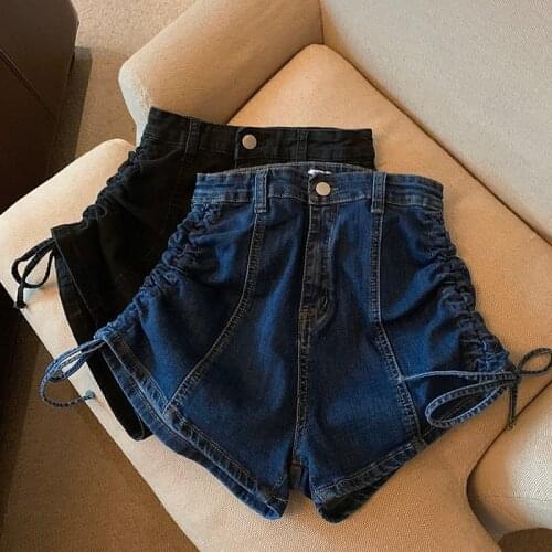 Drawstring Denim Shorts Women 2021 Summer High Waist Sexy Jeans Shorts Plus Size Jeans Shorts Women short femme