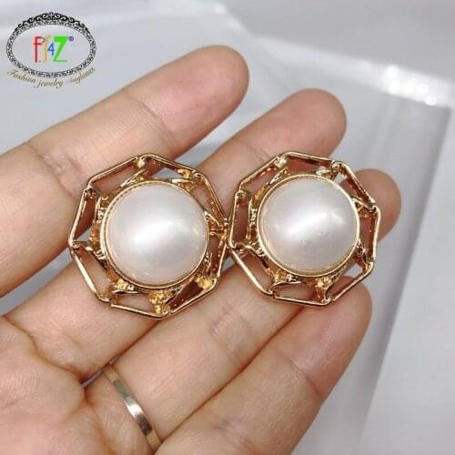 F.J4Z 2020 New Pearl Earrings for Women Punk Simulated Pearl Hollow Geometric Earrings T-Show Earring Jewelry Dropship